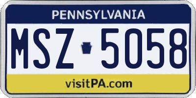 PA license plate MSZ5058