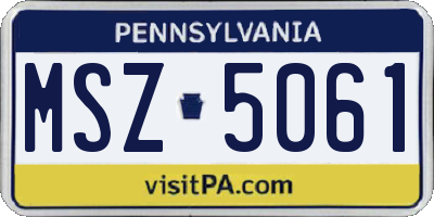 PA license plate MSZ5061