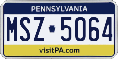 PA license plate MSZ5064