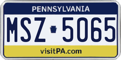 PA license plate MSZ5065