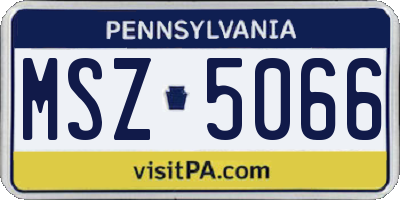PA license plate MSZ5066