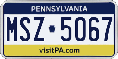 PA license plate MSZ5067