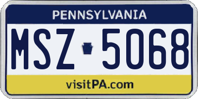 PA license plate MSZ5068