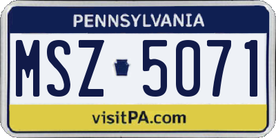 PA license plate MSZ5071
