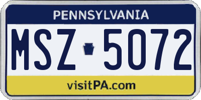PA license plate MSZ5072