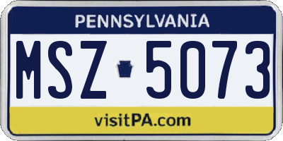 PA license plate MSZ5073