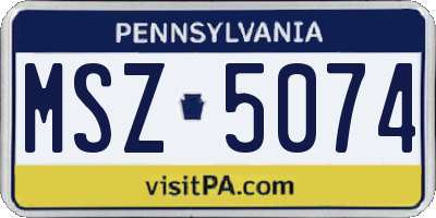 PA license plate MSZ5074