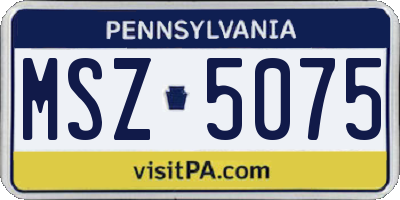 PA license plate MSZ5075