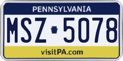 PA license plate MSZ5078