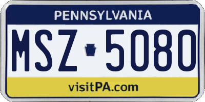 PA license plate MSZ5080
