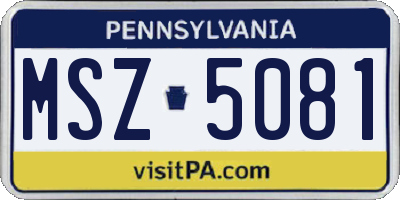 PA license plate MSZ5081