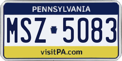 PA license plate MSZ5083