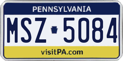 PA license plate MSZ5084