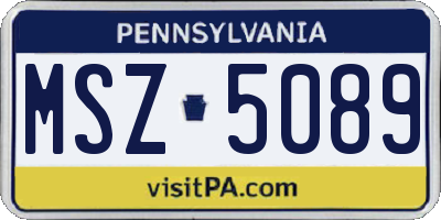 PA license plate MSZ5089