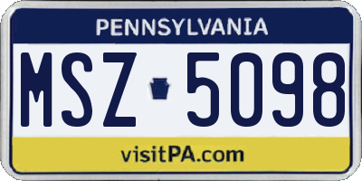 PA license plate MSZ5098