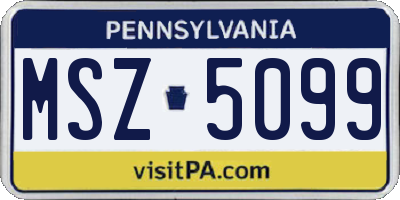 PA license plate MSZ5099