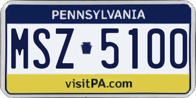 PA license plate MSZ5100