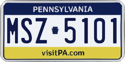 PA license plate MSZ5101