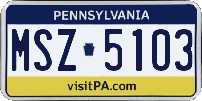 PA license plate MSZ5103
