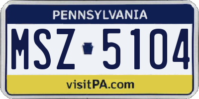 PA license plate MSZ5104