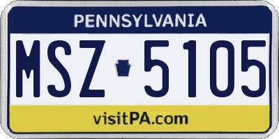 PA license plate MSZ5105