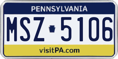 PA license plate MSZ5106