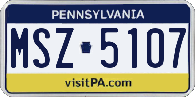 PA license plate MSZ5107
