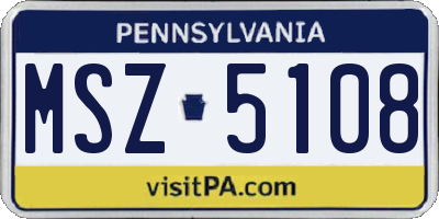 PA license plate MSZ5108