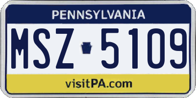 PA license plate MSZ5109