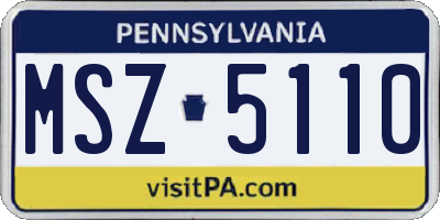 PA license plate MSZ5110