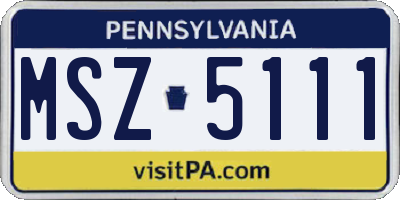 PA license plate MSZ5111