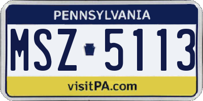 PA license plate MSZ5113