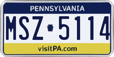 PA license plate MSZ5114