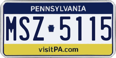 PA license plate MSZ5115