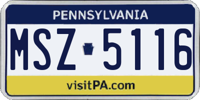 PA license plate MSZ5116