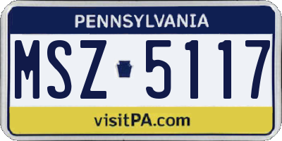 PA license plate MSZ5117