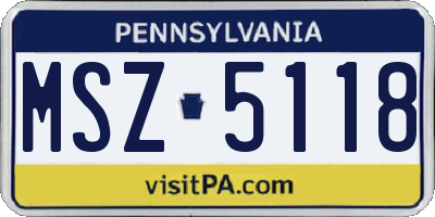 PA license plate MSZ5118