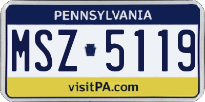 PA license plate MSZ5119