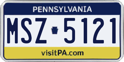 PA license plate MSZ5121