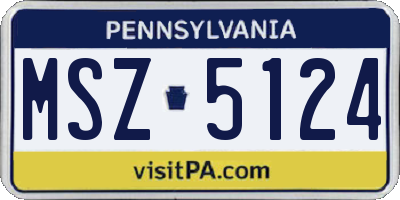 PA license plate MSZ5124