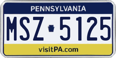 PA license plate MSZ5125