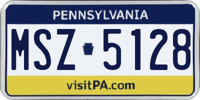 PA license plate MSZ5128