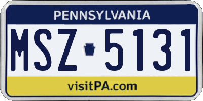 PA license plate MSZ5131