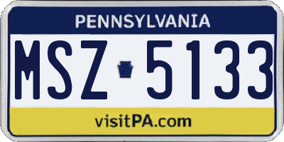 PA license plate MSZ5133
