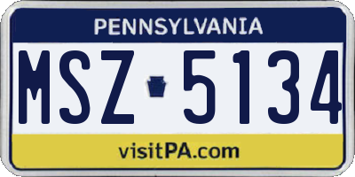 PA license plate MSZ5134