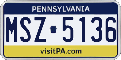 PA license plate MSZ5136