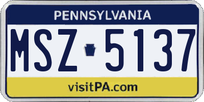 PA license plate MSZ5137