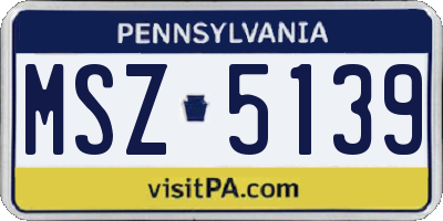 PA license plate MSZ5139