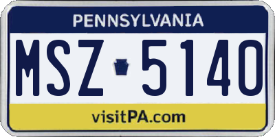 PA license plate MSZ5140