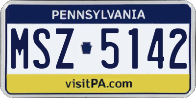 PA license plate MSZ5142